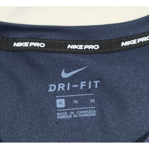 Nike Pro Shirt Mens XL Navy Blue Camo Dri-FIT Fitted Long Sleeve - Picture 5 of 10